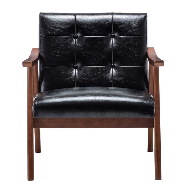 Take a Seat Natalie Black Faux Leather and Espresso Accent Chair, image 4