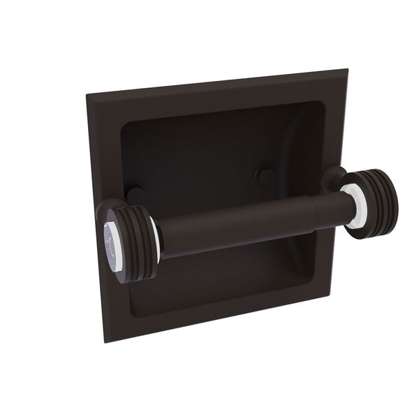 Pacific Grove Oil Rubbed Bronze Six-Inch Recessed Toilet Paper Holder with Dotted Accents, image 1