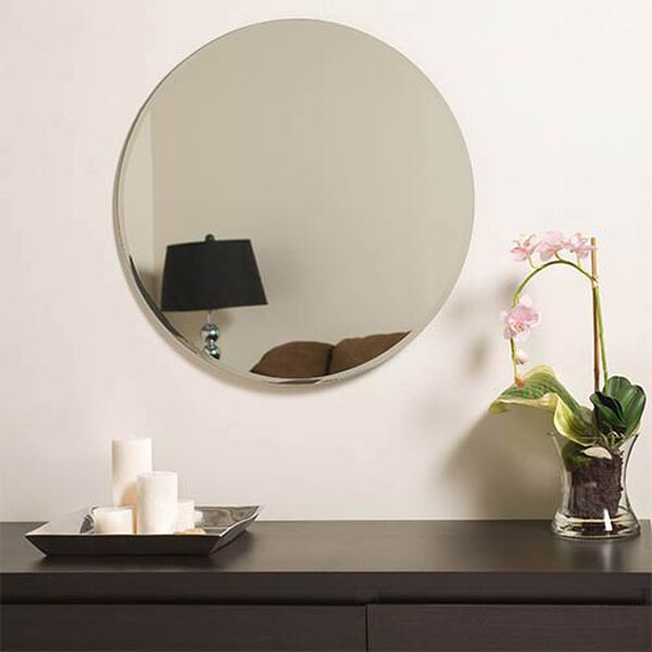 Modern Frameless Round Beveled Mirror, image 4