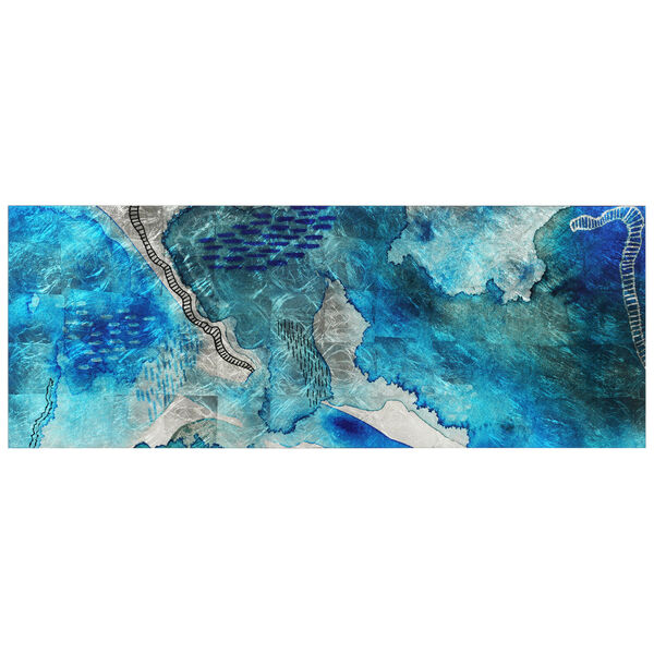 Subtle Blues A Reverse Printed Tempered Glass with Silver Leaf Wall Art, image 2
