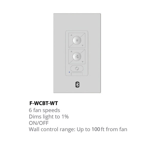 6-Speed Bluetooth Ceiling Fan Wall Control with Single Pole Wallplate, image 2