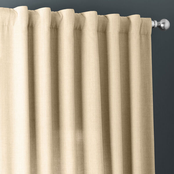 Italian Faux Linen Sepia Beige 50 in W x 84 in H Single Panel Curtain, image 5