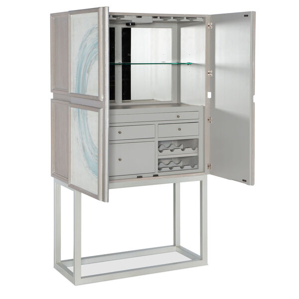 Melange Light Gray White Kandin Bar Cabinet, image 4