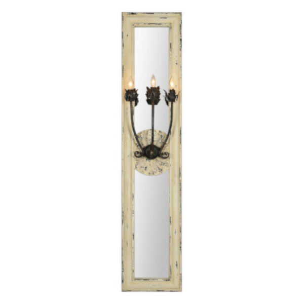 Olivia Distressed White and Black Three-Light Wall Sconce, image 1