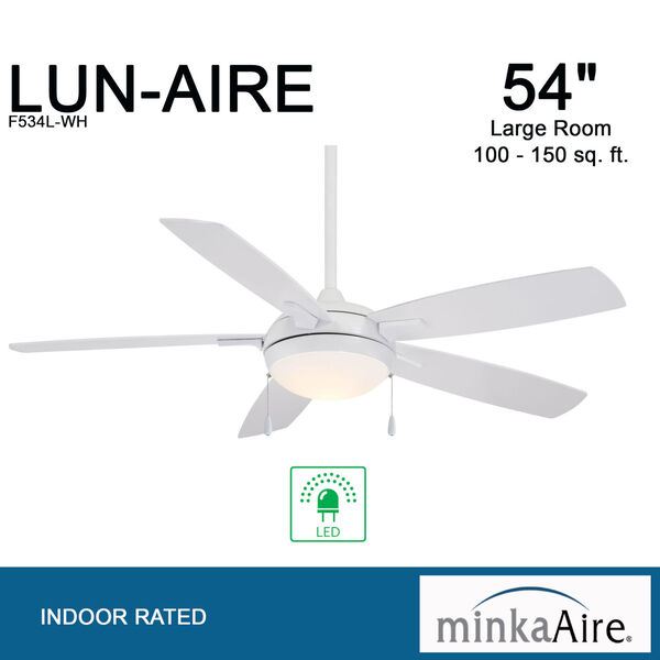 Lun-Aire White 54-Inch LED Ceiling Fan, image 5