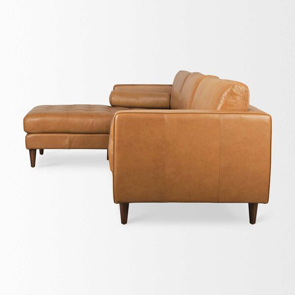 Svend Tan Leather Left Chaise Sectional Sofa, image 4
