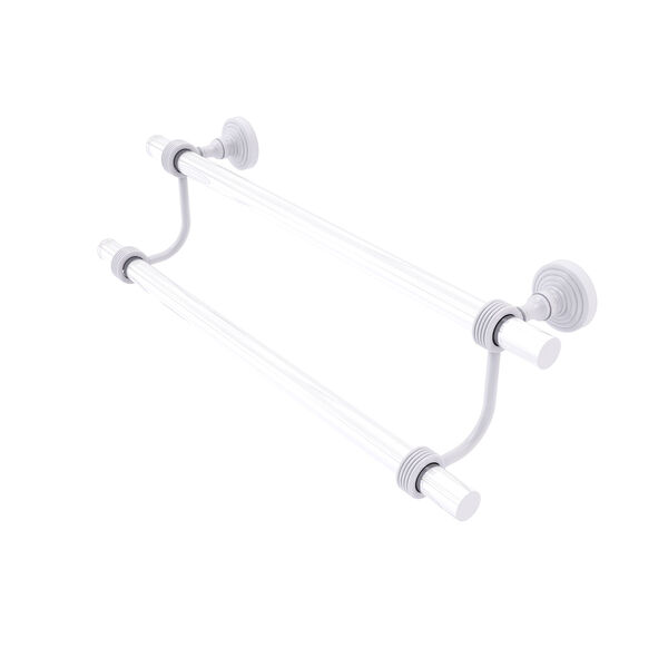 Pacific Grove Matte White 18-Inch Double Towel Bar with Groovy Accents, image 1