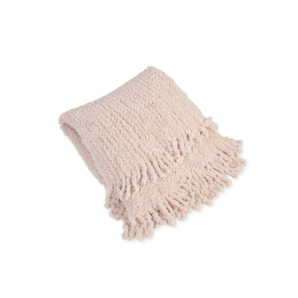 Knit Faux Fur Throw Blanket Pink  - (Open Box), image 4