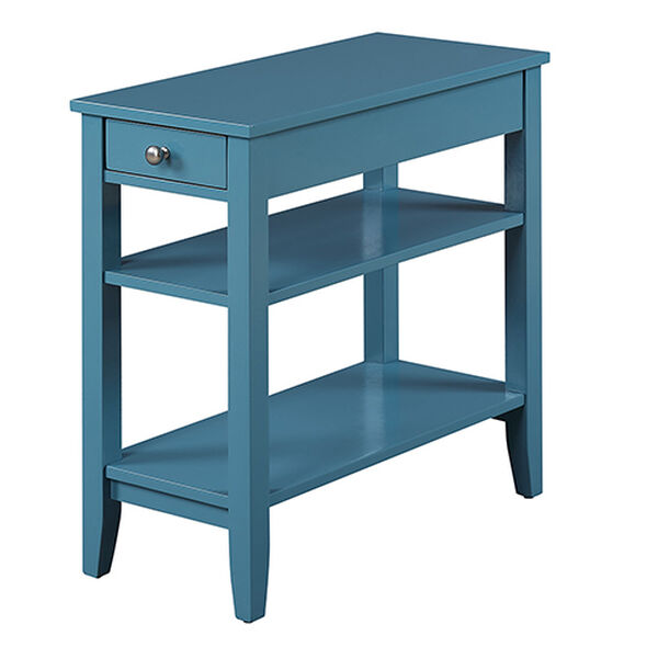 American Heritage Blue Three Tier End Table with Drawer, image 3
