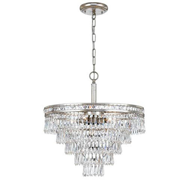 Inverness Olde Silver Six Light Hand Cut Crystal Convertible Chandelier, image 1