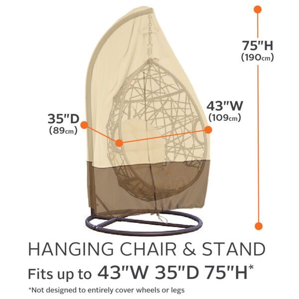 Ash Beige and Brown Patio Hanging Chair and Stand Cover, image 4