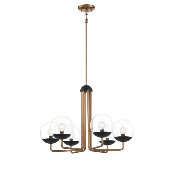 Outer Limits Painted Bronze and Black Six-Light Chandelier, image 1