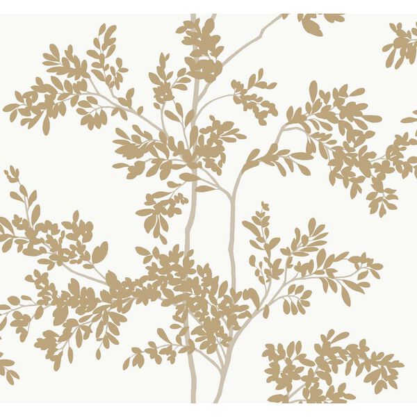 Lunaria Silhouette White Gold Wallpaper, image 2