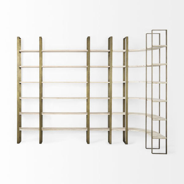 Taunton Light Brown and Gold Six-Tier Shelving Unit, image 4