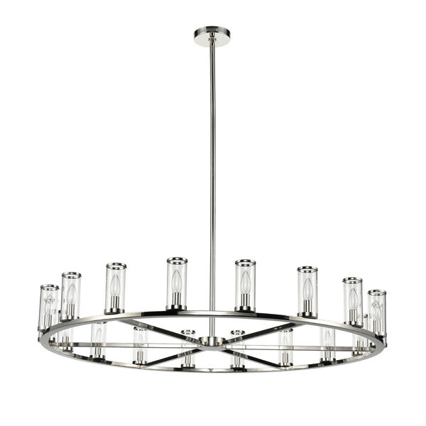 Revolve Polished Nickel 18-Light Chandelier with Clear Glass, image 1