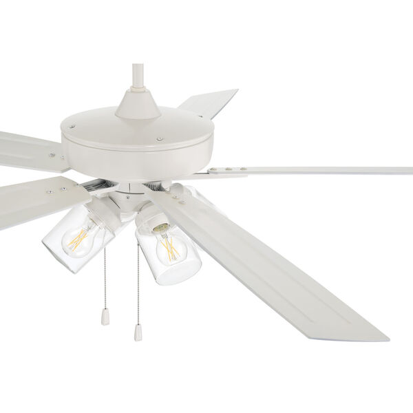 Super Pro White 60-Inch LED Ceiling Fan with Clear Glass, image 4