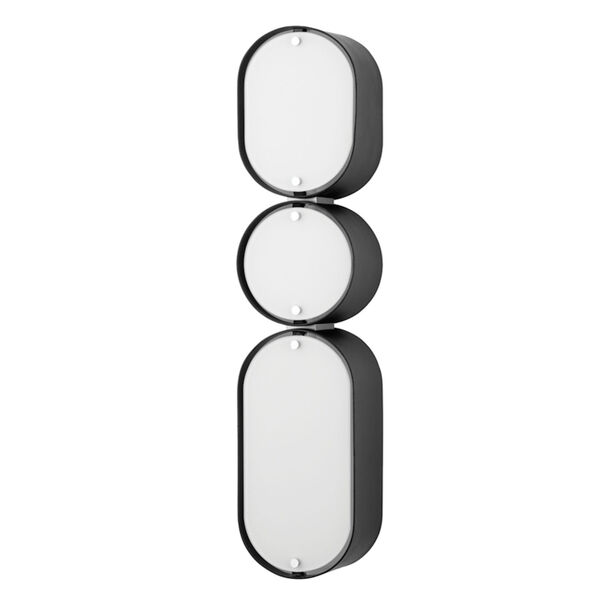 Opal Soft Black and Stainless Steel Three-Light Wall Sconce, image 1