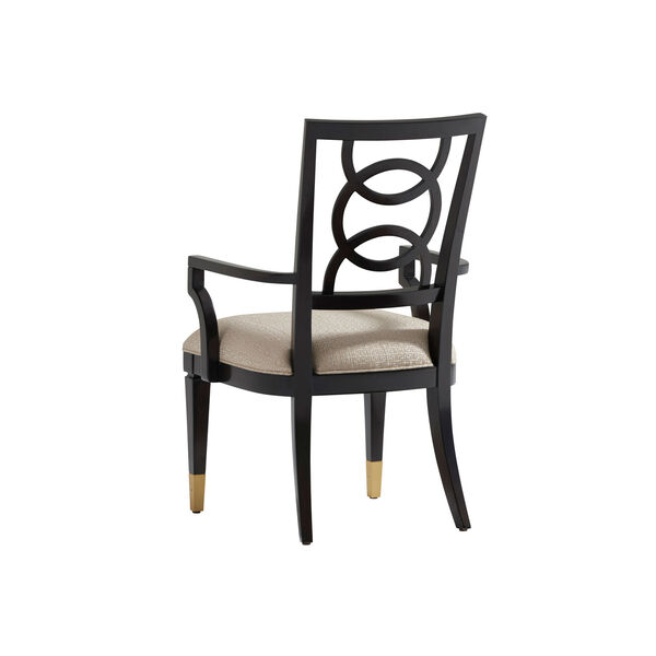 Carlyle Black and Beige Pierce Upholstered Dining Arm Chair, image 3
