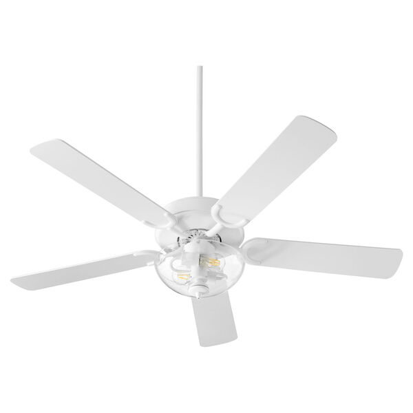 Virtue Studio White Two-Light 52-Inch Ceiling Fan with Clear Seeded Glass Bowl, image 1