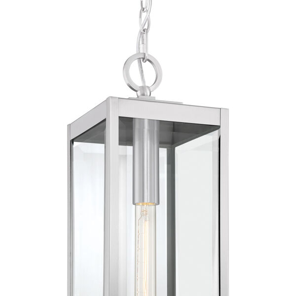 Westover Stainless Steel 7-Inch One-Light Outdoor Hanging Lantern with Clear Beveled Glass, image 4