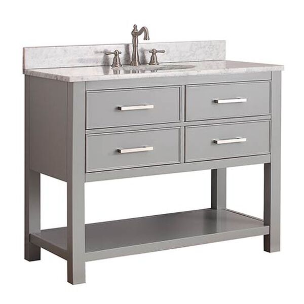 Brooks Chilled Gray 42-Inch Vanity Combo with Carrera White Marble Top, image 2