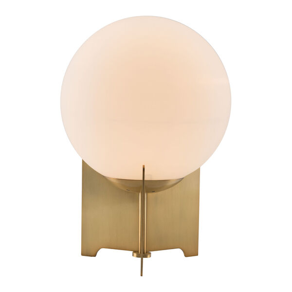 Pearl White and Brushed Brass One-Light Table Lamp, image 3