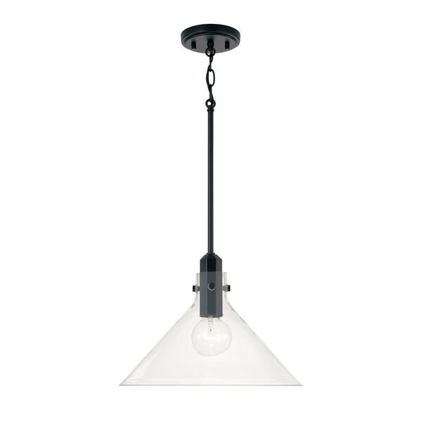 Greer Matte Black One-Light Pendant with Clear Glass, image 1
