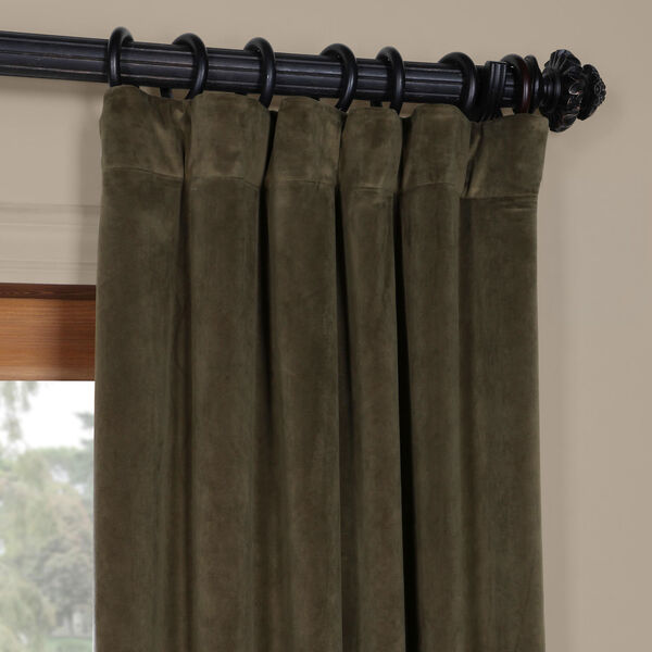Dark Green 108 x 50 In. Blackout Velvet Curtain Panel, image 2
