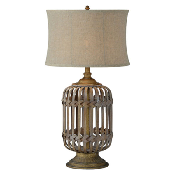 Hana Natural Rattan and Gray Washed Gold Accents One-Light Table Lamp, image 1
