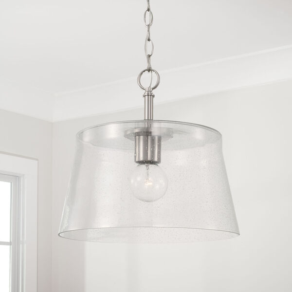 HomePlace Baker Brushed Nickel One-Light Semi-Flush or Pendant with Clear Seeded Glass, image 3