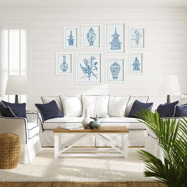 Blue White Chinoiserie Gallery Wall Art, Set of Eight, image 3