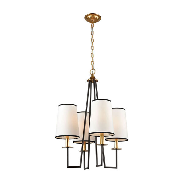 On Strand Oiled Bronze with Gold Leaf Four-Light Chandelier, image 1