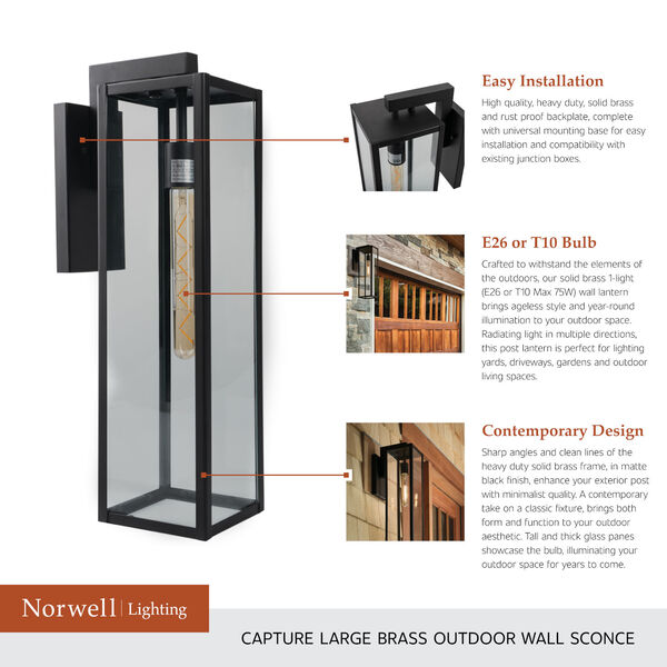 Capture Black One-Light Outdoor Wall Mount, image 6
