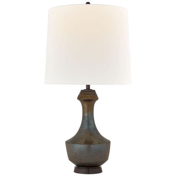 Mauro Large Table Lamp in Crystal Bronze with Linen Shade by Thomas O'Brien, image 1