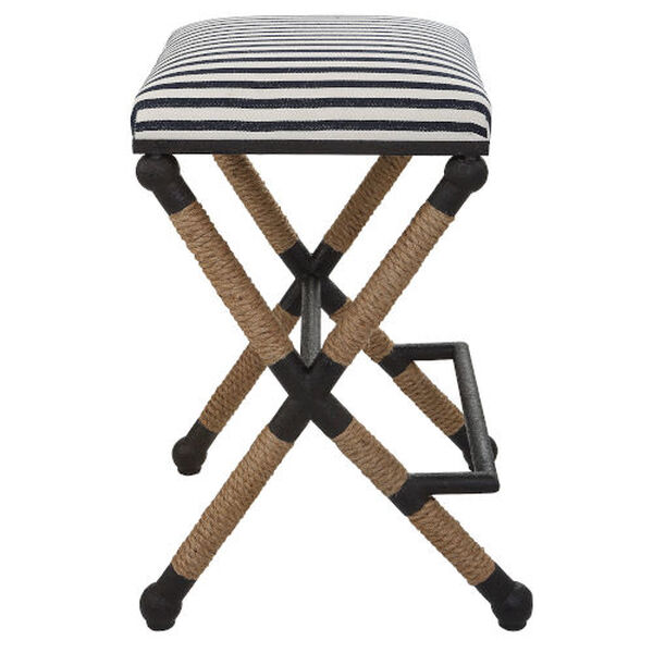 Braddock Navy, Cream and Natural Backless Counter Stool, image 5