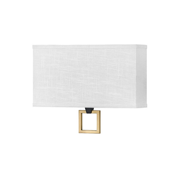 Link Black Two-Light LED Wall Sconce with Off White Linen Shade, image 2
