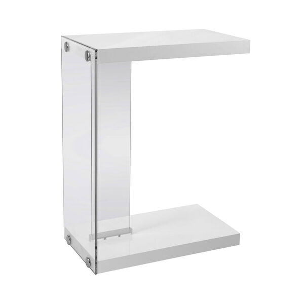 Accent Table - Glossy White with Tempered Glass, image 2