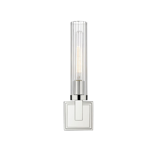 Beau Polished Nickel One-Light Wall Sconce with Clear Glass Shade, image 4