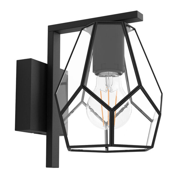 Mardyke Structured Black One-Light Wall Sconce with Geometric Clear Glass, image 1