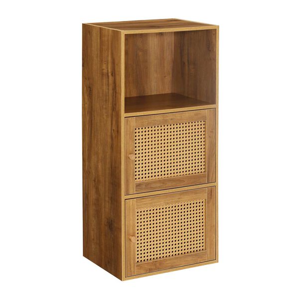 Xtra Storage Brown Autumn Haze Beige Barley Weave Three-Door Cabinet with Shelf, image 1