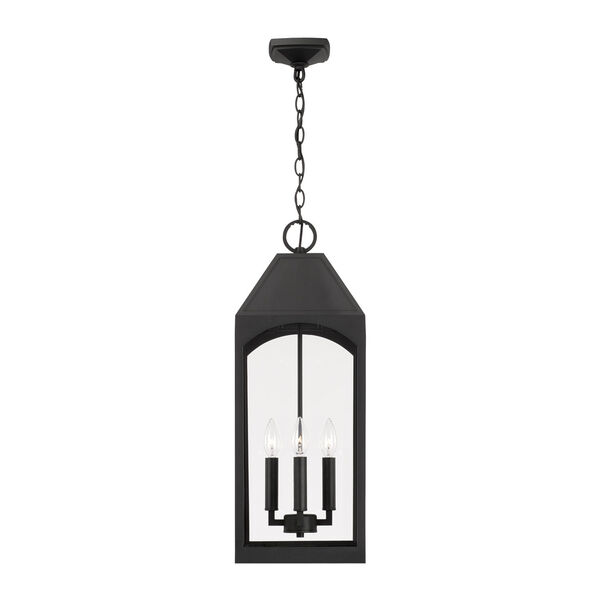 Burton Black Outdoor Four-Light Hangg Lantern with Clear Glass, image 5