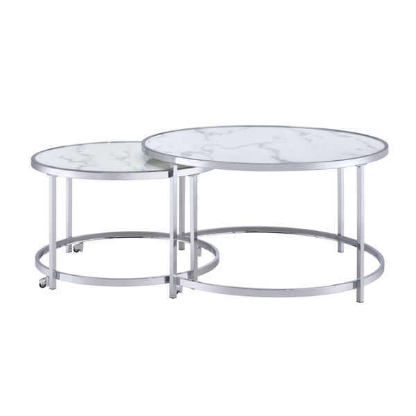 Rayne White And Chrome 36-Inch Nesting Cocktail Tables, image 3