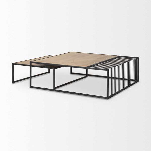 Miles Black Metal With Light Wood Nesting Coffee Tables (Set of 2), image 5
