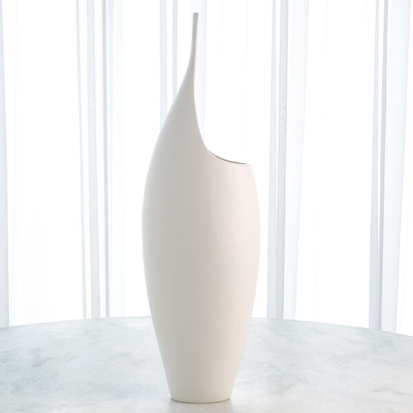 White Curved Low Stem Vase, image 2
