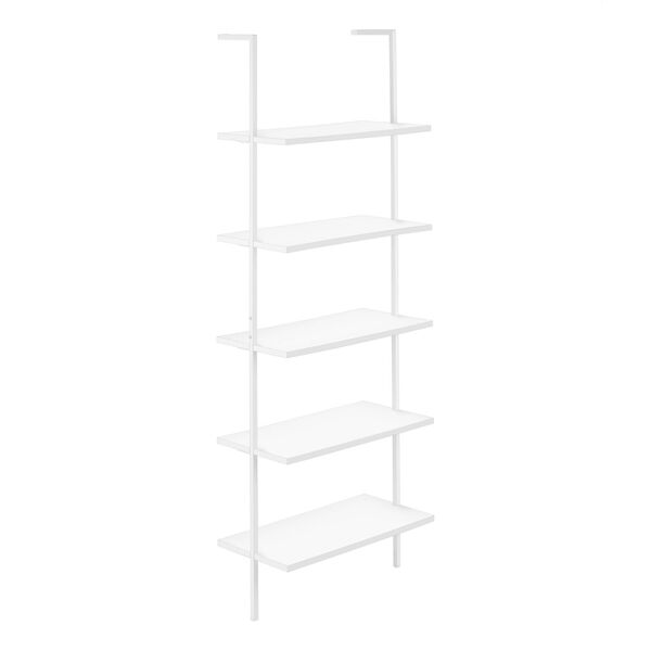 White and Black Bookcase with Five Shelves, image 1