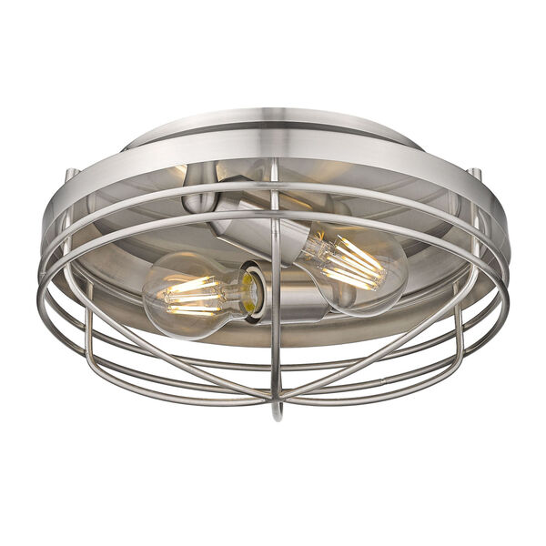 Seaport Pewter 12-Inch Two-Light Flush Mount, image 3
