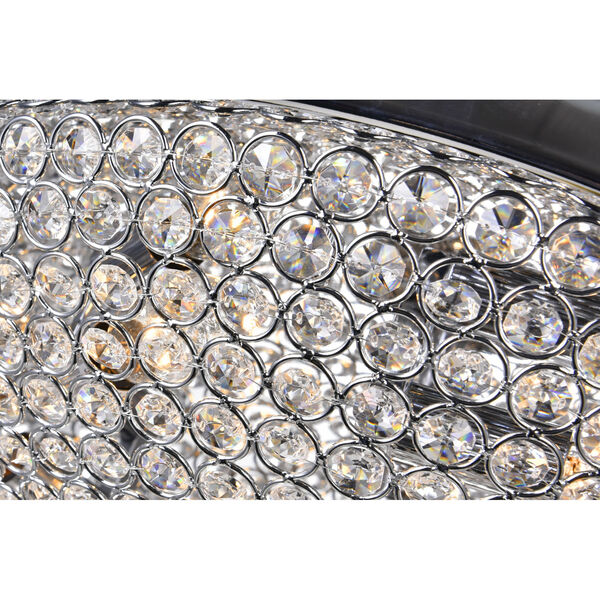 Globe Chrome Six-Light Bowl Flush Mount with K9 Clear Crystals, image 3