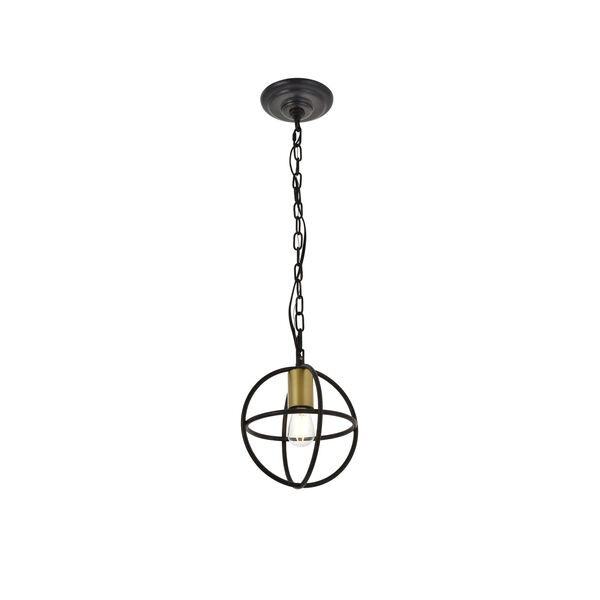 Octavia Brass and Dark Brown Eight-Inch One-Light Mini Pendant, image 1