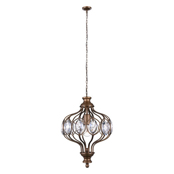 Altair Antique Bronze One-Light Chandelier with K9 Clear Crystal, image 1