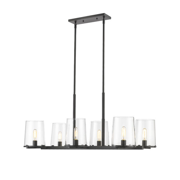 Callista Matte Black Six-Light Chandelier with Clear Glass Shade, image 5